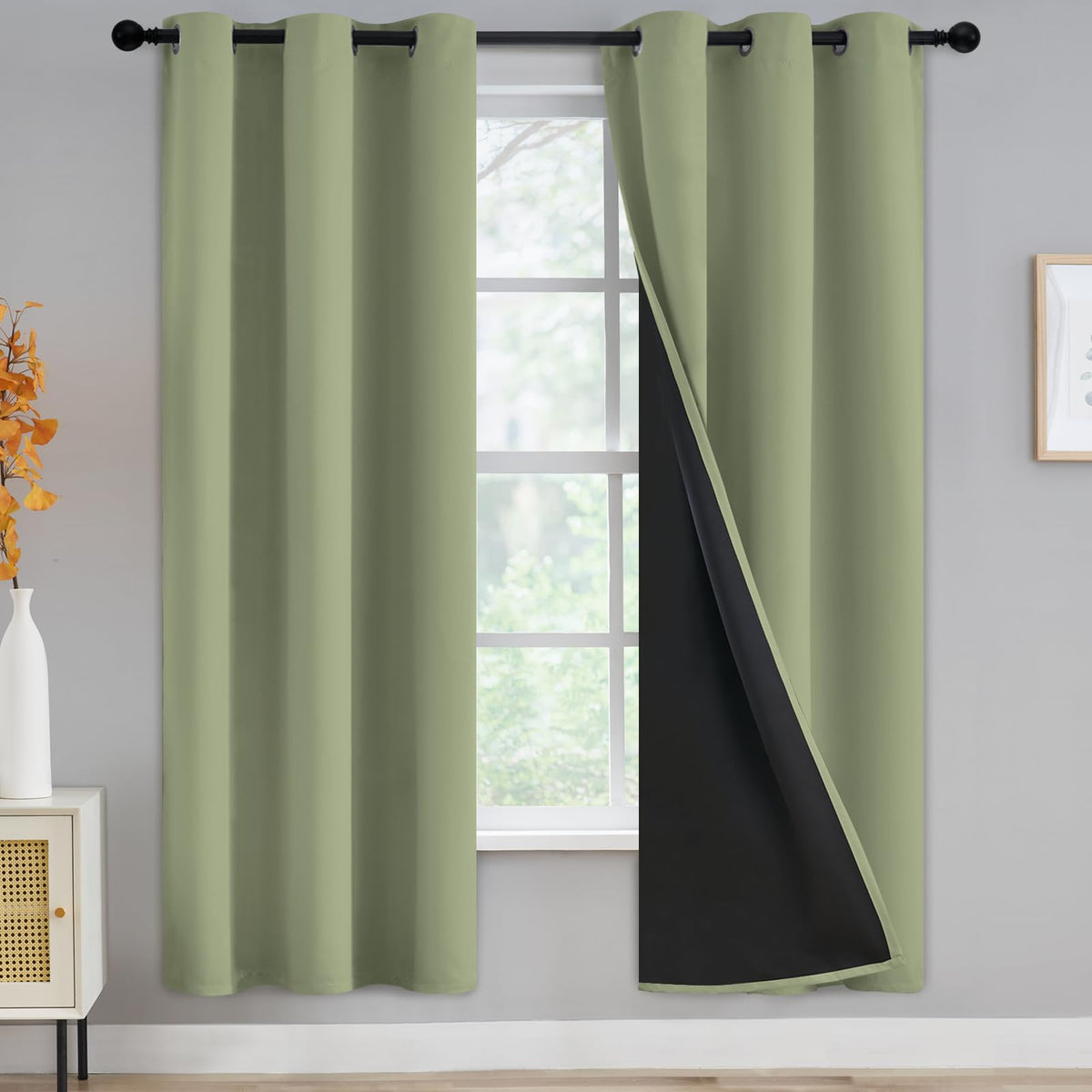 Yakamok Emerald Green Blackout Curtains 84 inches for Living Room, 52" Wide