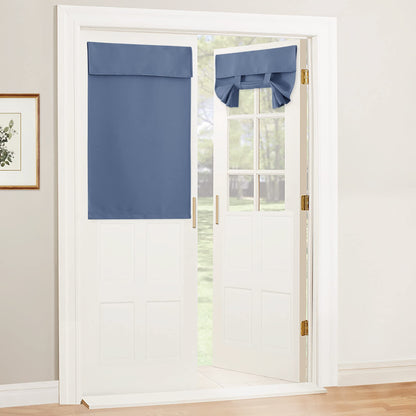 RYB HOME Blackout French Door Curtain, No Drill, W26 x L69, Black, 1 Panel