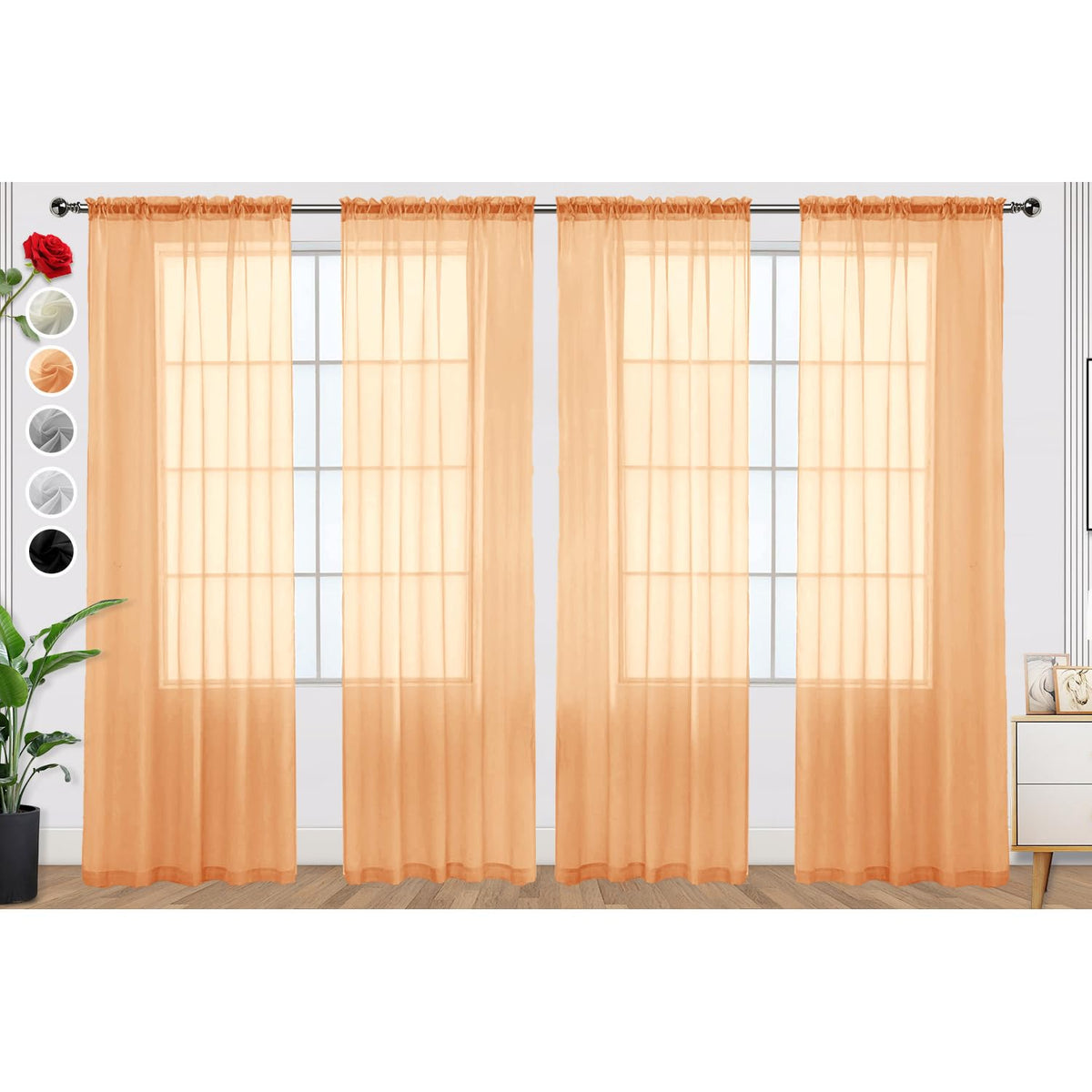 SpaceDresser Sheer Voile Curtains for Living Room 84 Inch Long 2 Panels