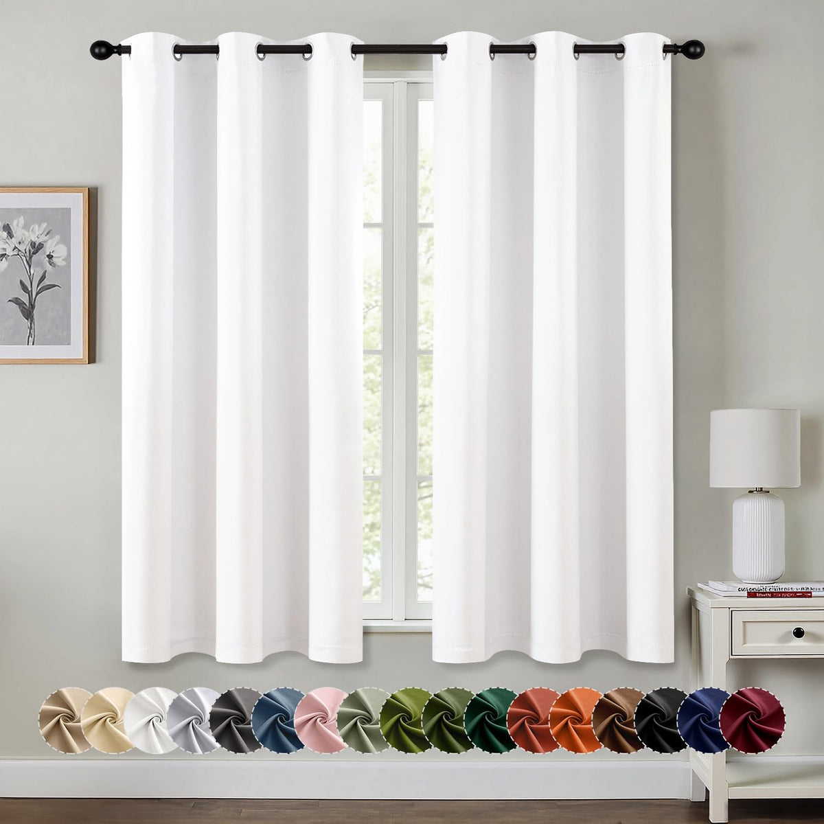 MIULEE Blackout Curtains for Bedroom 2 Panels 40 x 63 Inch Long Black