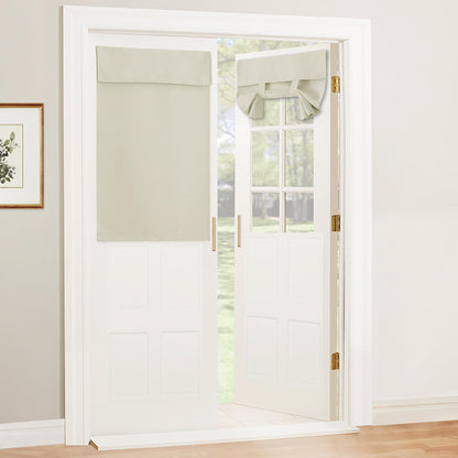 RYB HOME Blackout French Door Curtain, No Drill, W26 x L69, Black, 1 Panel