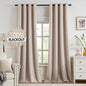 MIULEE 100% Blackout Linen Curtains for Bedroom 52x90 Inches Natural Beige