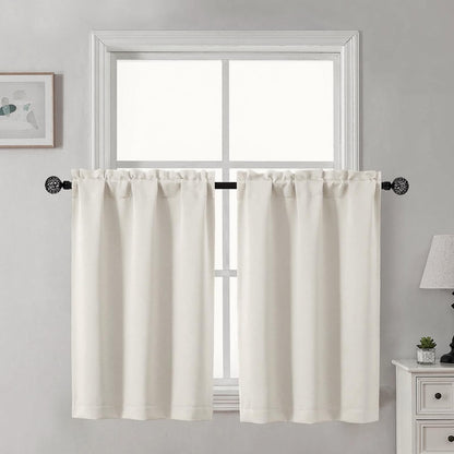 Gwine Black Tier Curtains 24 Inch Long 2 Panels for Kitchen