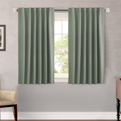 H.VERSAILTEX Blackout Curtains Thermal Insulated Window Treatment Panels Room Darkening Blackout Drapes for Living Room Back Tab/Rod Pocket Bedroom Draperies, 52 x 84 Inch, Light Sage, 2 Panels