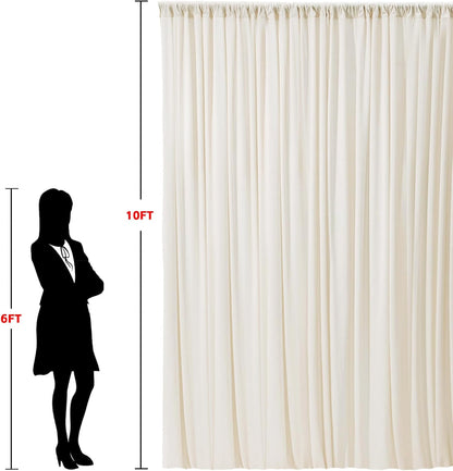 10x10ft Wrinkle Free Ivory Backdrop Curtain for Parties Soft Fabric Drapes Wedding Ivory Curtain Backdrop for Birthday Party Decorations Background for Photography 5x10ft,2 Panels