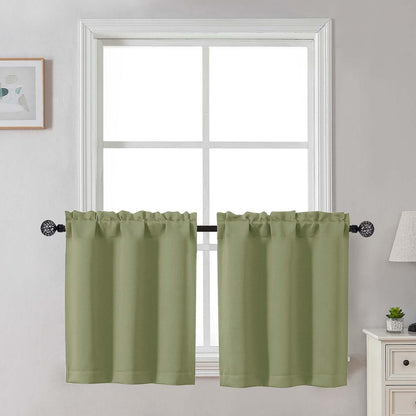 Gwine Black Tier Curtains 24 Inch Long 2 Panels for Kitchen