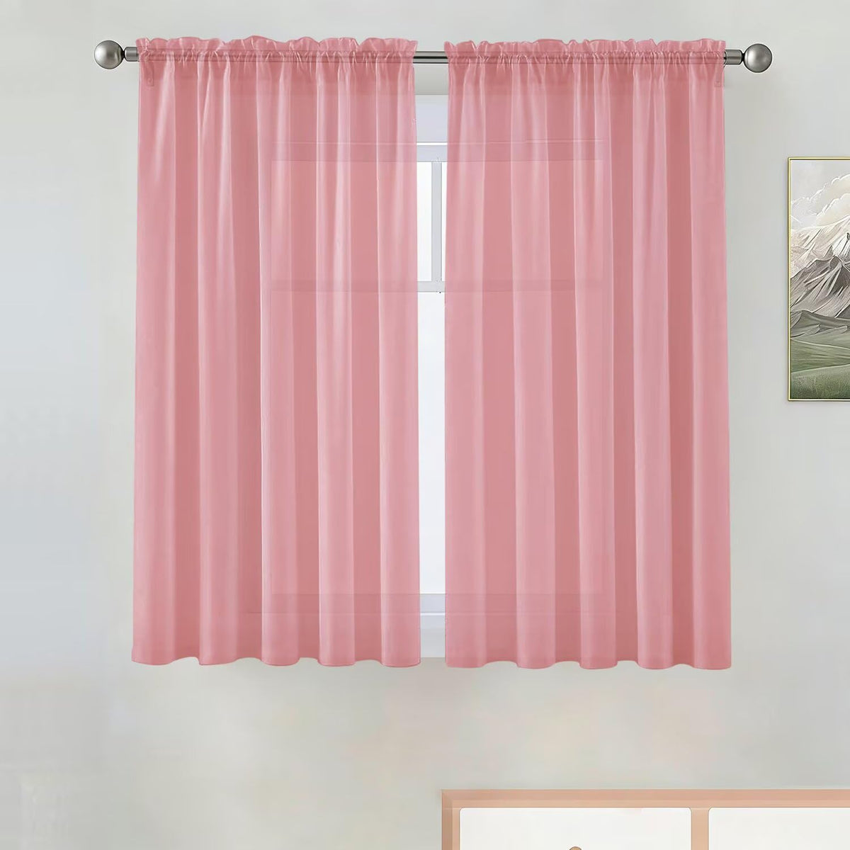 SpaceDresser Sheer Voile Curtains for Living Room 84 Inch Long 2 Panels