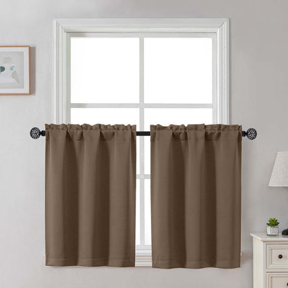 Gwine Black Tier Curtains 24 Inch Long 2 Panels for Kitchen