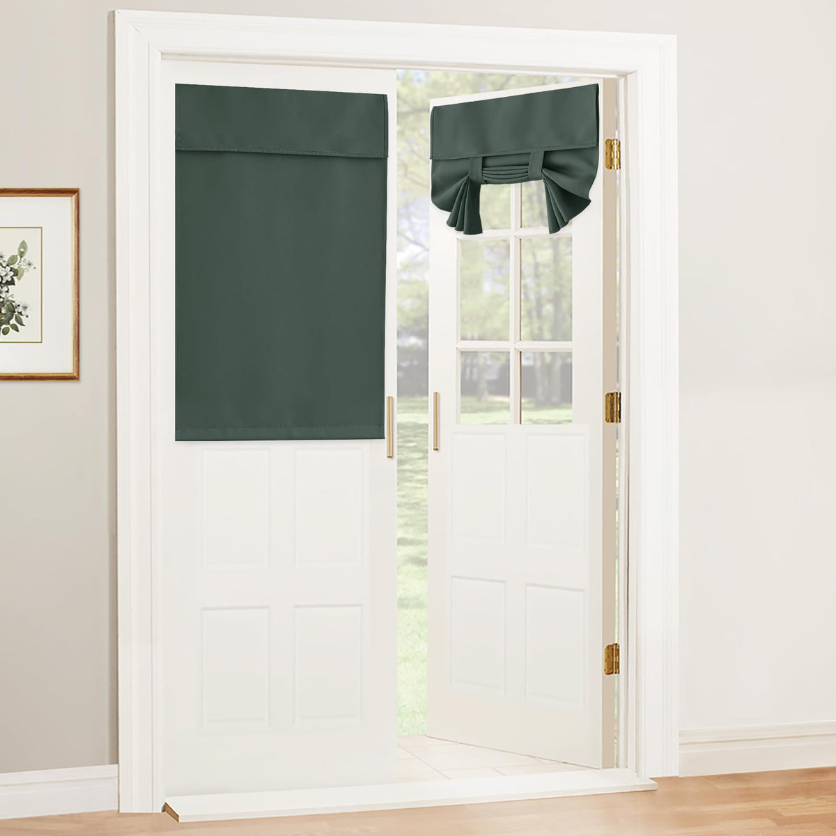 RYB HOME Blackout French Door Curtain, No Drill, W26 x L69, Black, 1 Panel