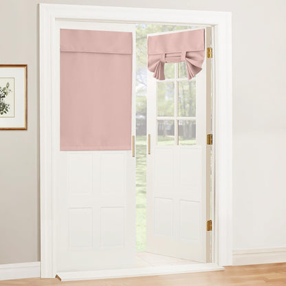 RYB HOME Blackout French Door Curtain, No Drill, W26 x L69, Black, 1 Panel