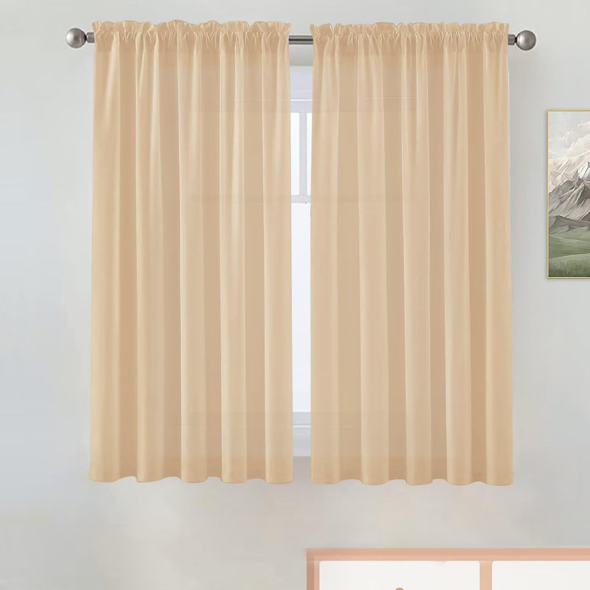 SpaceDresser Sheer Voile Curtains for Living Room 84 Inch Long 2 Panels