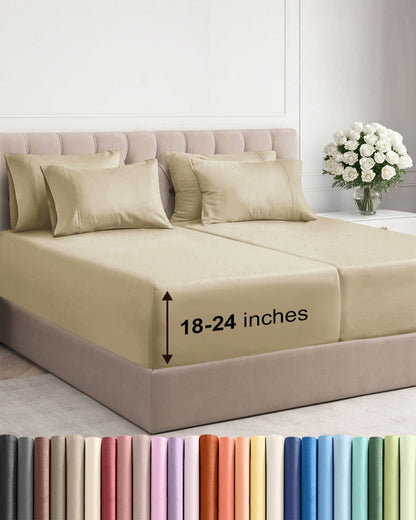 CGK Extra Deep King Sheet Set - 6pc Cooling Sheets - White