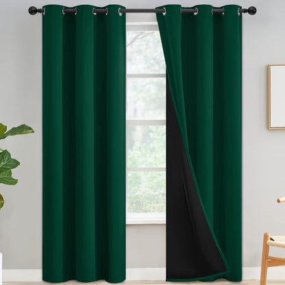Yakamok Emerald Green Blackout Curtains 84 inches for Living Room, 52" Wide
