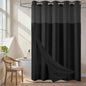 No Hook Shower Curtain and Liner Set, Ombre Black and White, 71x74