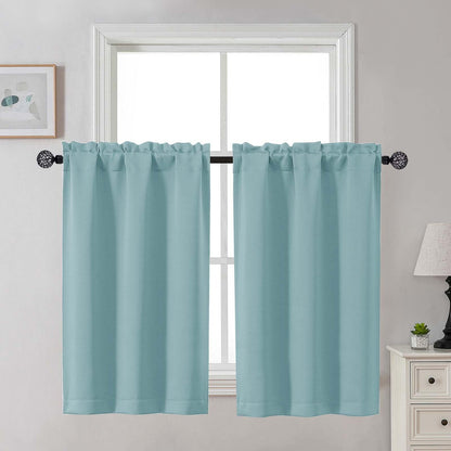 Gwine Black Tier Curtains 24 Inch Long 2 Panels for Kitchen