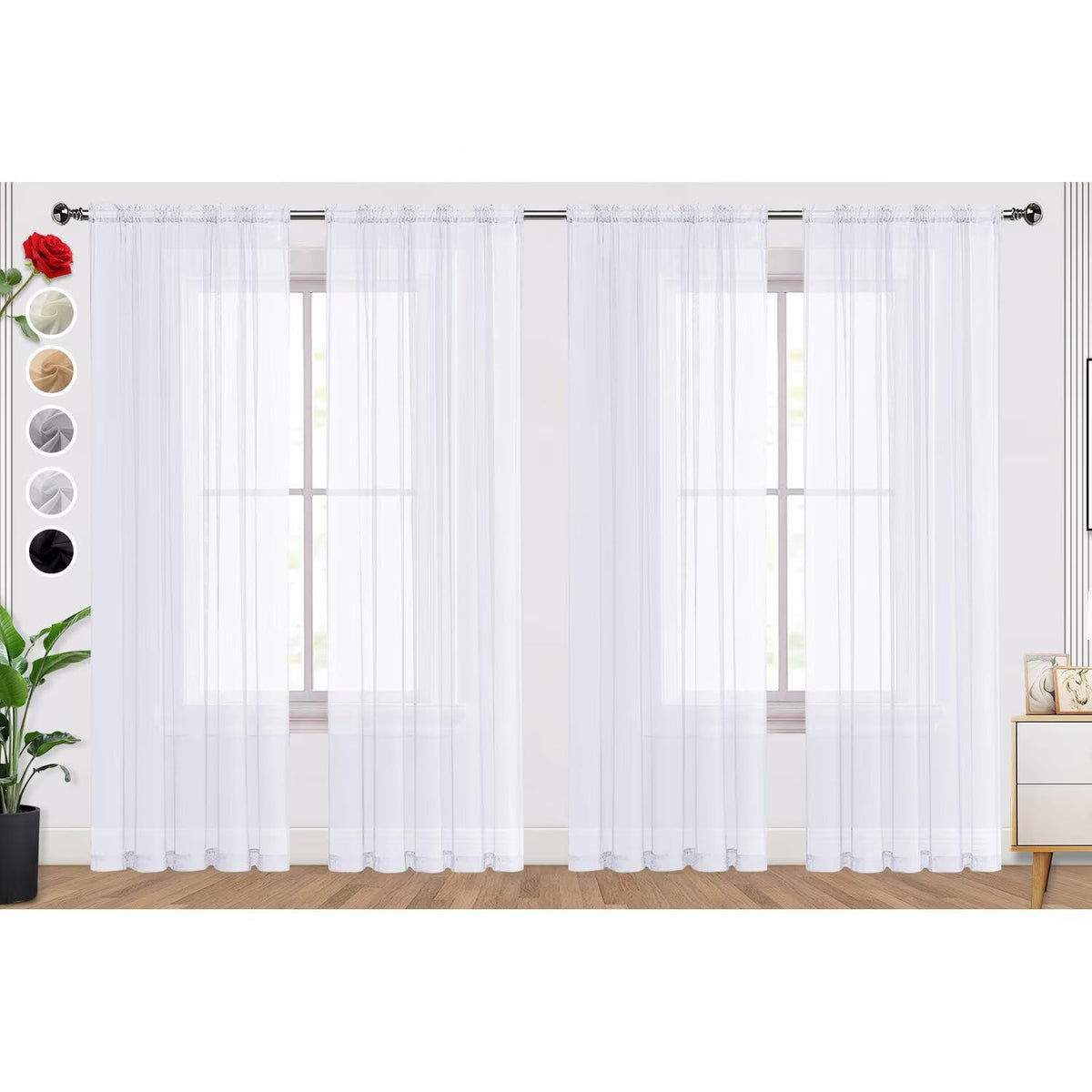 SpaceDresser Sheer Voile Curtains for Living Room 84 Inch Long 2 Panels