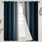 SimpleHome Ombre Black to Grey White Curtains for Living Room 52Wx84L