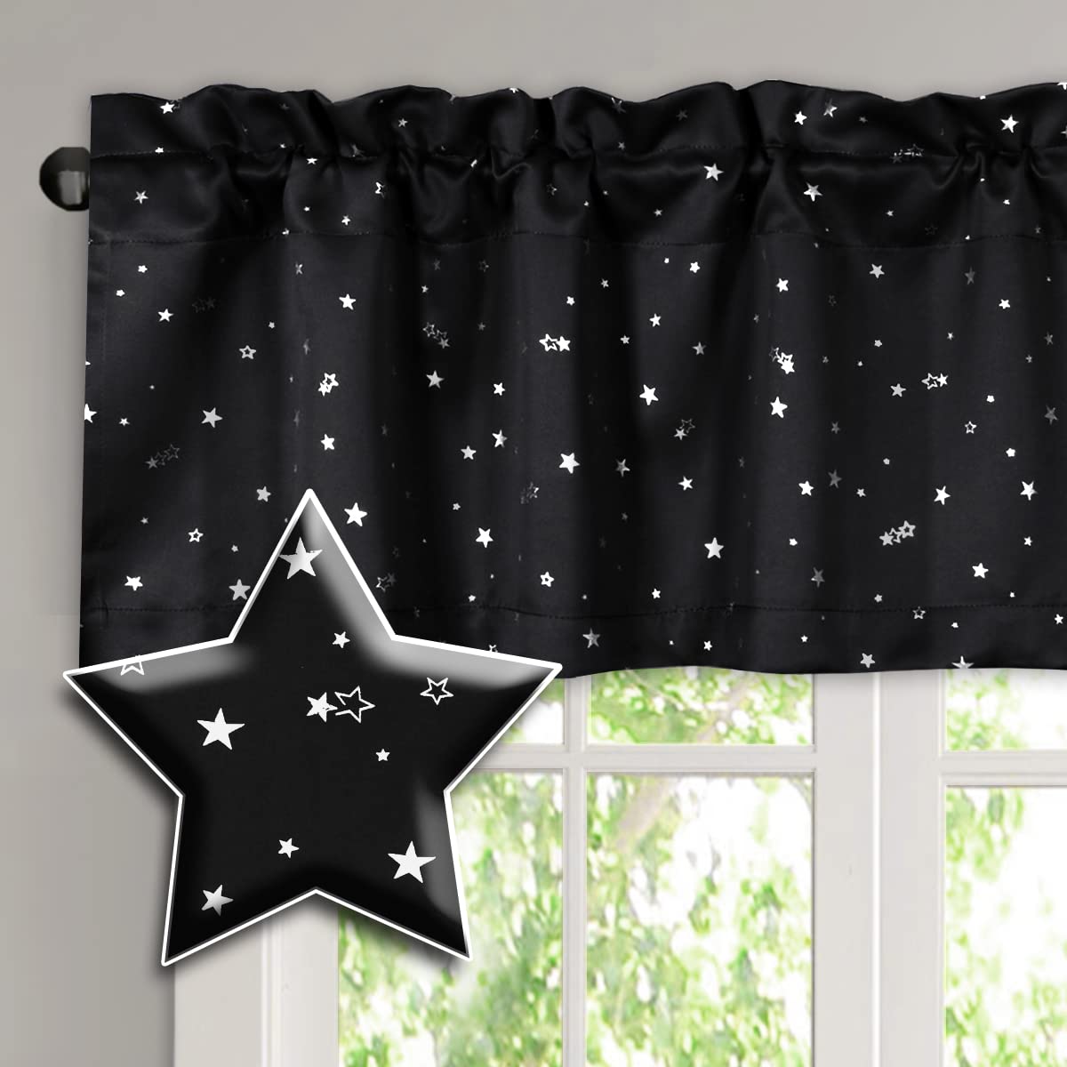 H.VERSAILTEX Blackout Curtain Valances for Kitchen Window/Living Room/Bathroom Privacy Added Rod Pocket Home Decoration Winow Valance, 52" W x 18" L, Floral in Sage and Brown
