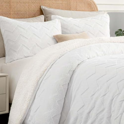 BEDELITE Fluffy Sherpa Queen Comforter Set,Grey