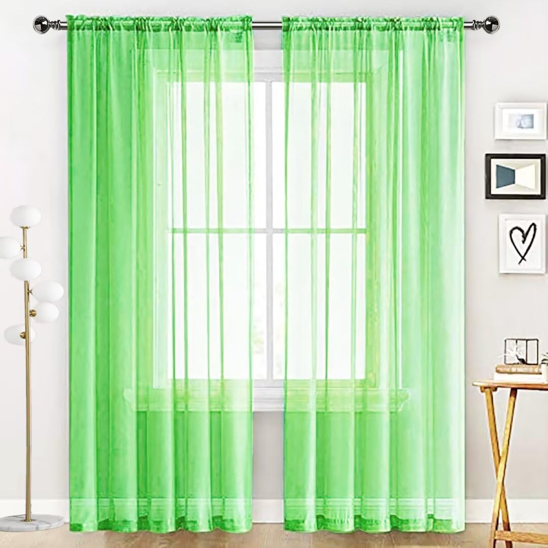 SpaceDresser Sheer Voile Curtains for Living Room 84 Inch Long 2 Panels