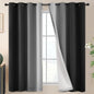 SimpleHome Ombre Black to Grey White Curtains for Living Room 52Wx84L