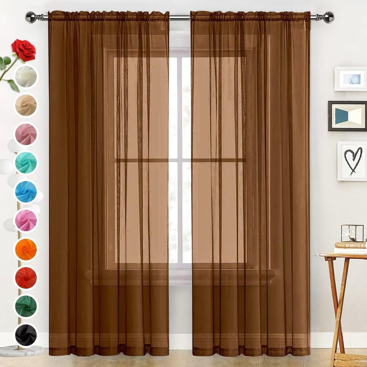 SpaceDresser Sheer Voile Curtains for Living Room 84 Inch Long 2 Panels