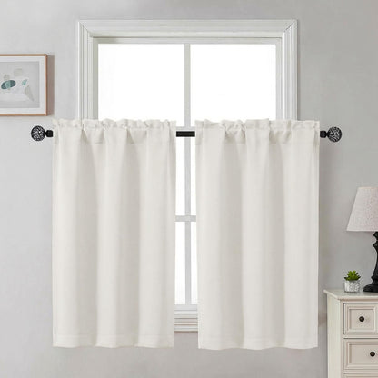 Gwine Black Tier Curtains 24 Inch Long 2 Panels for Kitchen