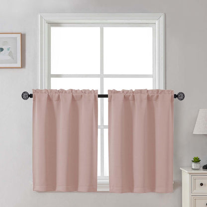 Gwine Black Tier Curtains 24 Inch Long 2 Panels for Kitchen