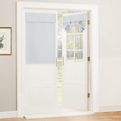 RYB HOME Blackout French Door Curtain, No Drill, W26 x L69, Black, 1 Panel