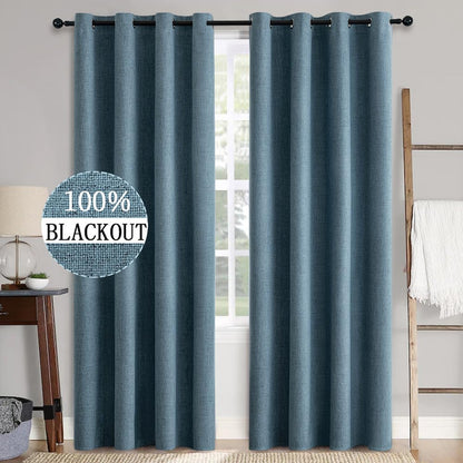 MIULEE 100% Blackout Linen Curtains for Bedroom 52x90 Inches Natural Beige