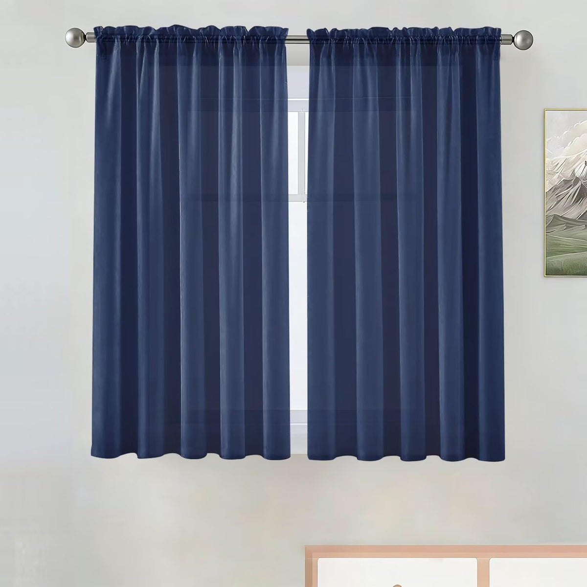 SpaceDresser Sheer Voile Curtains for Living Room 84 Inch Long 2 Panels