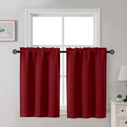 Gwine Black Tier Curtains 24 Inch Long 2 Panels for Kitchen