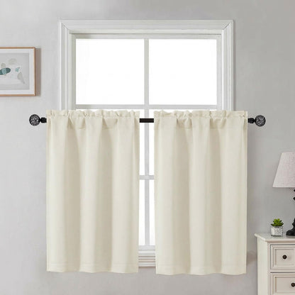 Gwine Black Tier Curtains 24 Inch Long 2 Panels for Kitchen