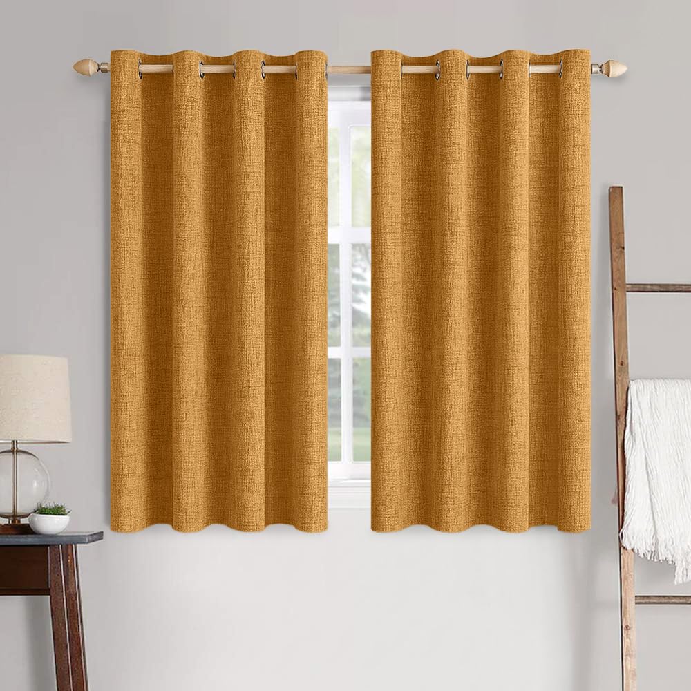 MIULEE 100% Blackout Linen Curtains for Bedroom 52x84 Inches Natural Beige