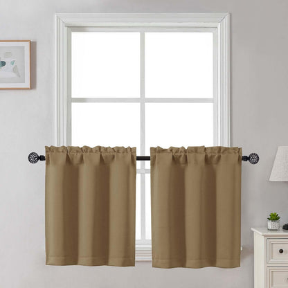 Gwine Black Tier Curtains 24 Inch Long 2 Panels for Kitchen