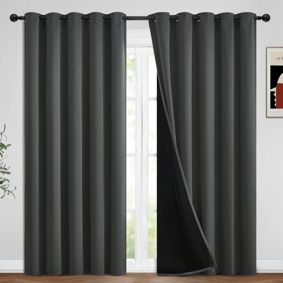 Yakamok Emerald Green Blackout Curtains 84 inches for Living Room, 52" Wide