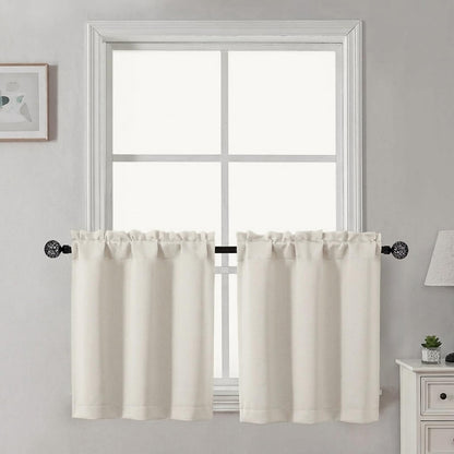 Gwine Black Tier Curtains 24 Inch Long 2 Panels for Kitchen