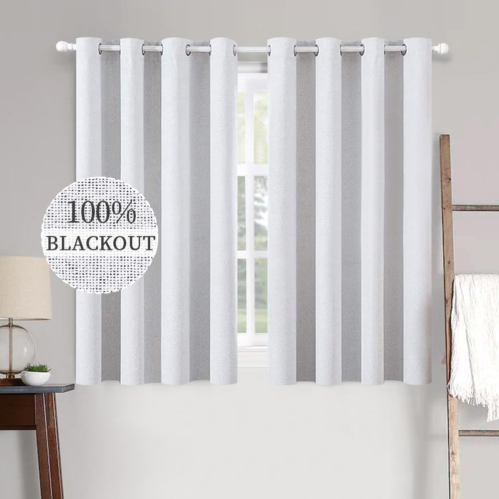 MIULEE 100% Blackout Linen Curtains for Bedroom 52x90 Inches Natural Beige