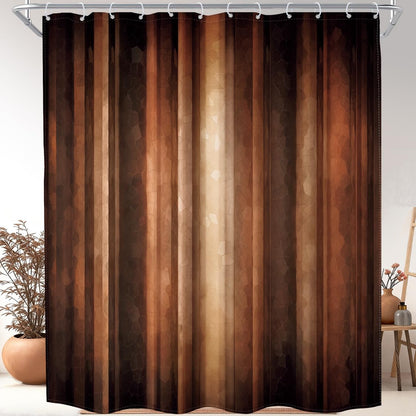Rustic Brown Striped Shower Curtain Abstract Ombre Vintage Modern Masculine