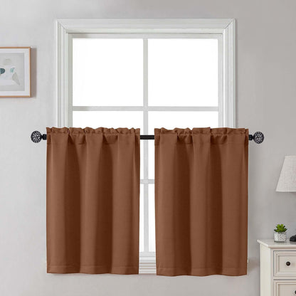 Gwine Black Tier Curtains 24 Inch Long 2 Panels for Kitchen