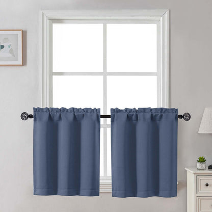 Gwine Black Tier Curtains 24 Inch Long 2 Panels for Kitchen