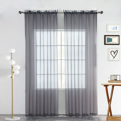 SpaceDresser Sheer Voile Curtains for Living Room 84 Inch Long 2 Panels