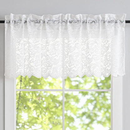 ALIGOGO Short White Lace Kitchen Curtains 36 Length 2 Panels W26 x L36 Inch