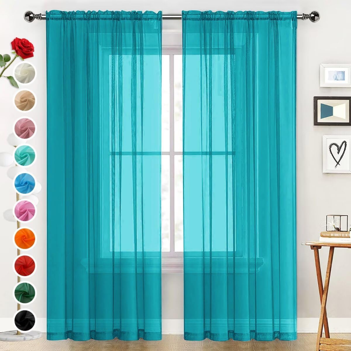 SpaceDresser Sheer Voile Curtains for Living Room 84 Inch Long 2 Panels