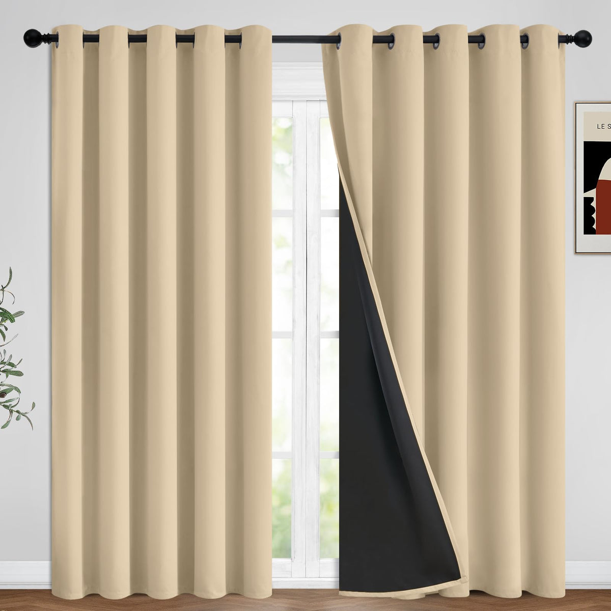Yakamok Emerald Green Blackout Curtains 84 inches for Living Room, 52" Wide