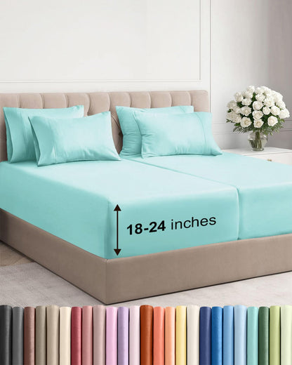 CGK Extra Deep King Sheet Set - 6pc Cooling Sheets - White