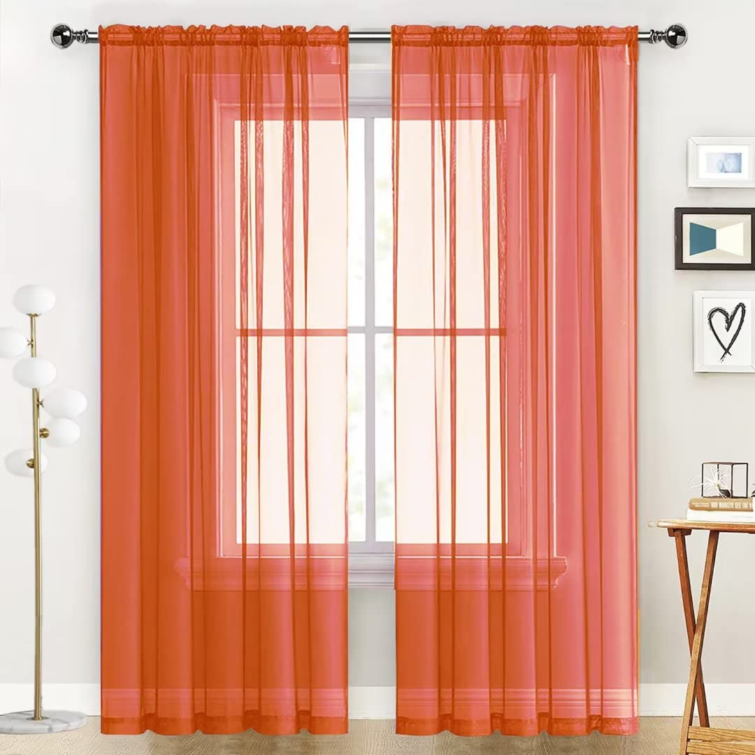 SpaceDresser Sheer Voile Curtains for Living Room 84 Inch Long 2 Panels
