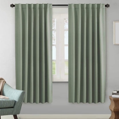 H.VERSAILTEX Blackout Curtains Thermal Insulated Window Treatment Panels Room Darkening Blackout Drapes for Living Room Back Tab/Rod Pocket Bedroom Draperies, 52 x 84 Inch, Light Sage, 2 Panels