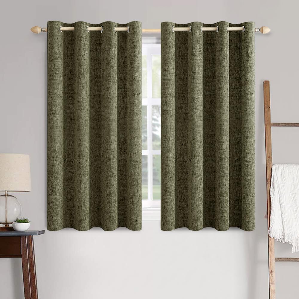MIULEE 100% Blackout Linen Curtains for Bedroom 52x90 Inches Natural Beige