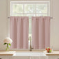 Black Cafe Curtains 24 Inch Length, Light Blocking Short Kitchen Window Curtains Over Sink, Half Window Blackout Drapes Tier Rod Pocket for Bathroom Basement Cabinet, 2x30Wx24L Inches
